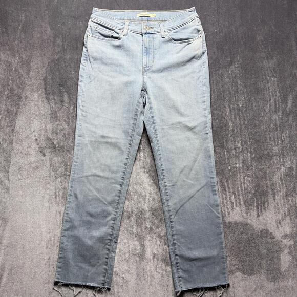 Levi's Denim - Levis Classic Straight Jeans Womens 4 Blue Mid Rise Distressed Fringe Hem Denim